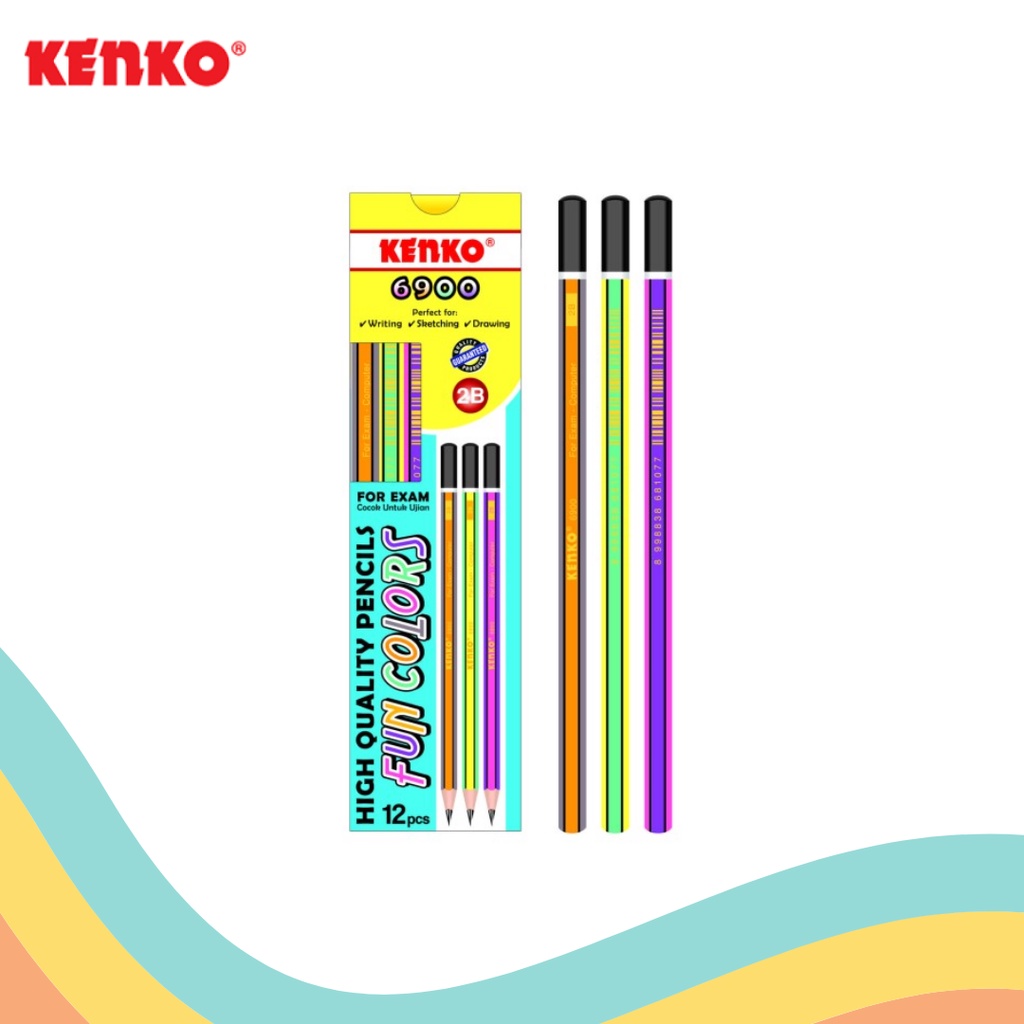 Jual PENSIL 2B KENKO 6900 FUN COLOR 12 PCS Shopee Indonesia