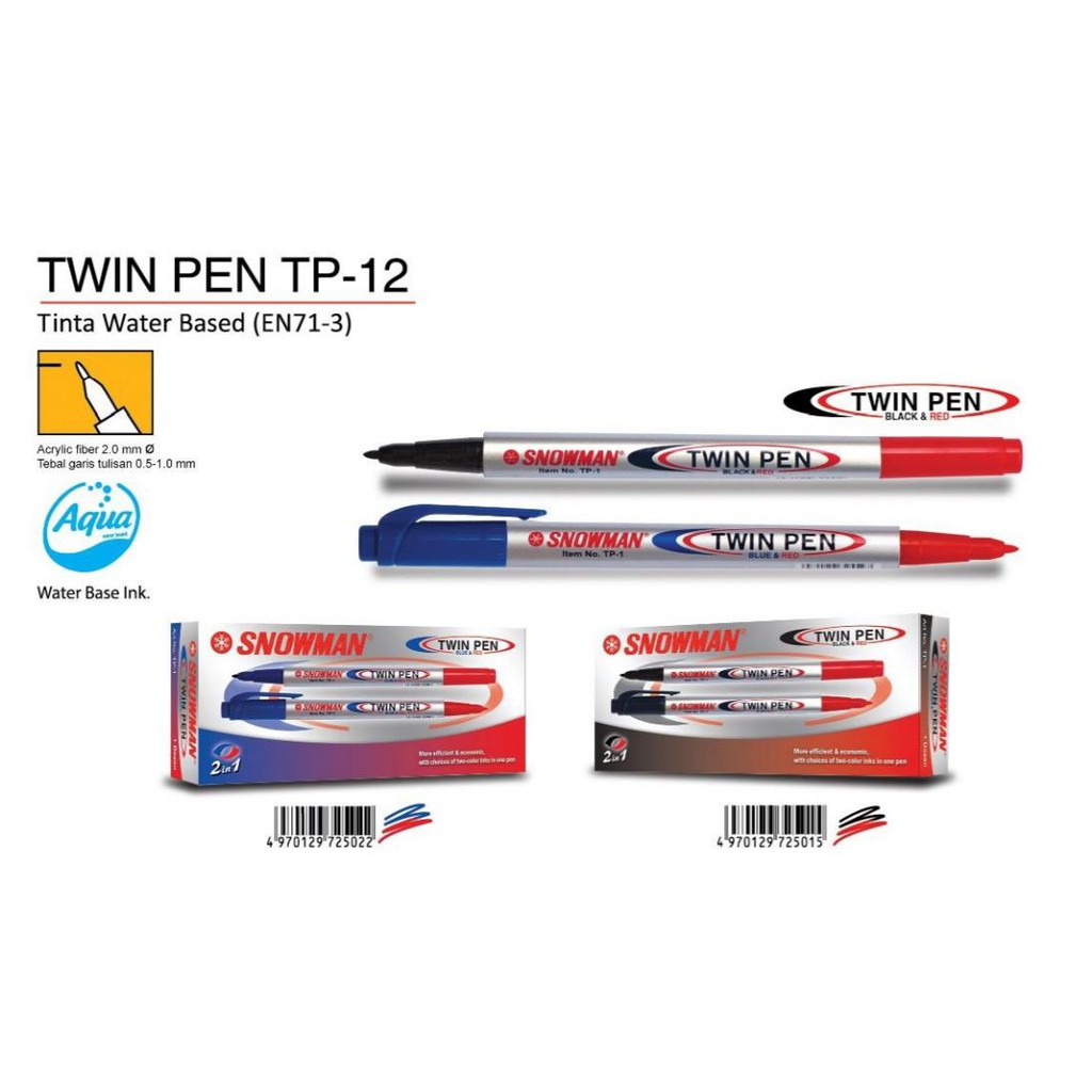 Jual Spidol Snowman Twin Pen Warna Per Spidol Per Lusin