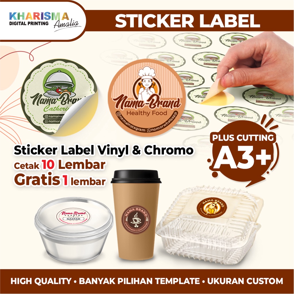 Jual Cetak Sticker Label Makanan Cutting Vinyl Chromo Gratis Design