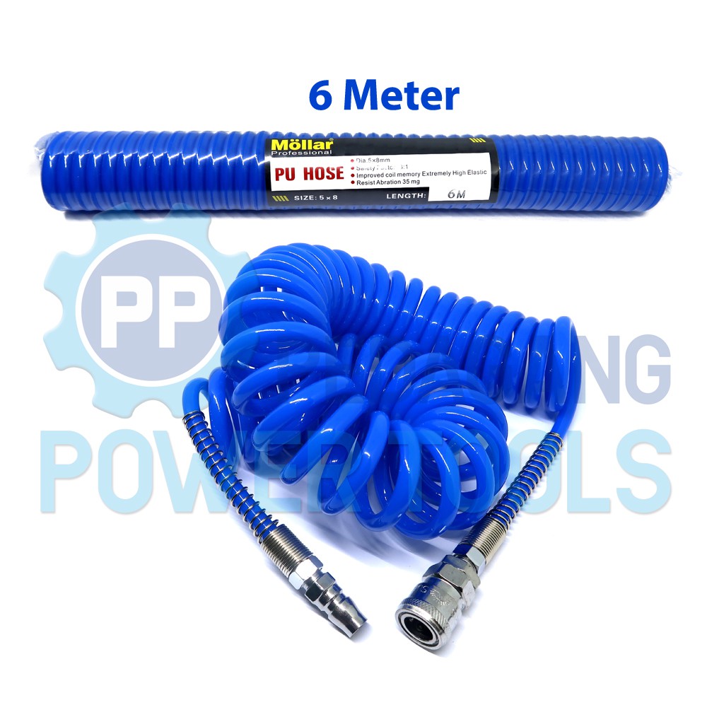 Jual MOLLAR SELANG SPIRAL 6 METER MESIN KOMPRESOR ANGIN AIR RECOIL HOSE