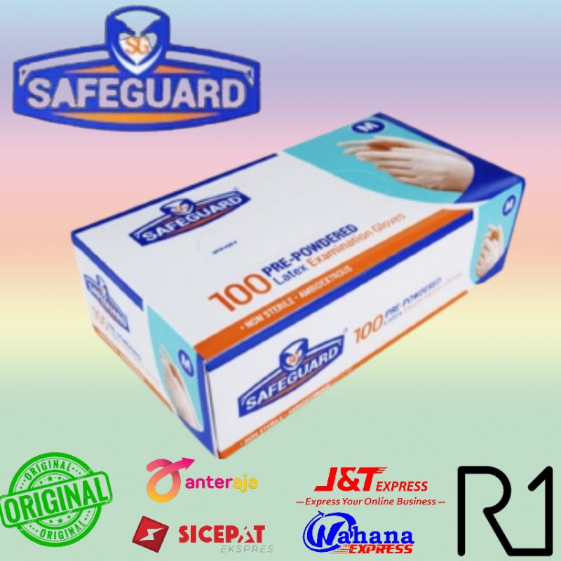 Jual Sarung Tangan Karet Latex Safeguard Pre Powder Hand Glove Safe