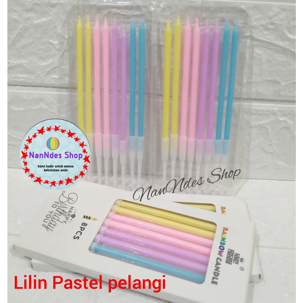 Jual Lilin Pastel Macaron Pcs Panjang Lilin Rainbow Unicorn Pelangi