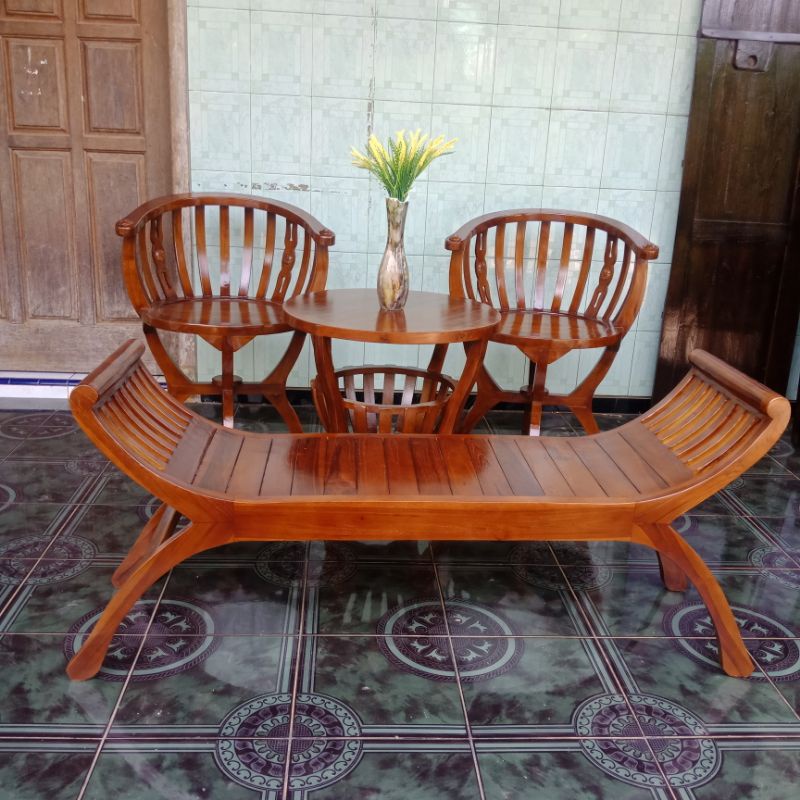 Jual Kursi Teras Mangkok Bangku Yuyu Kayu Jati Jepara Shopee Indonesia