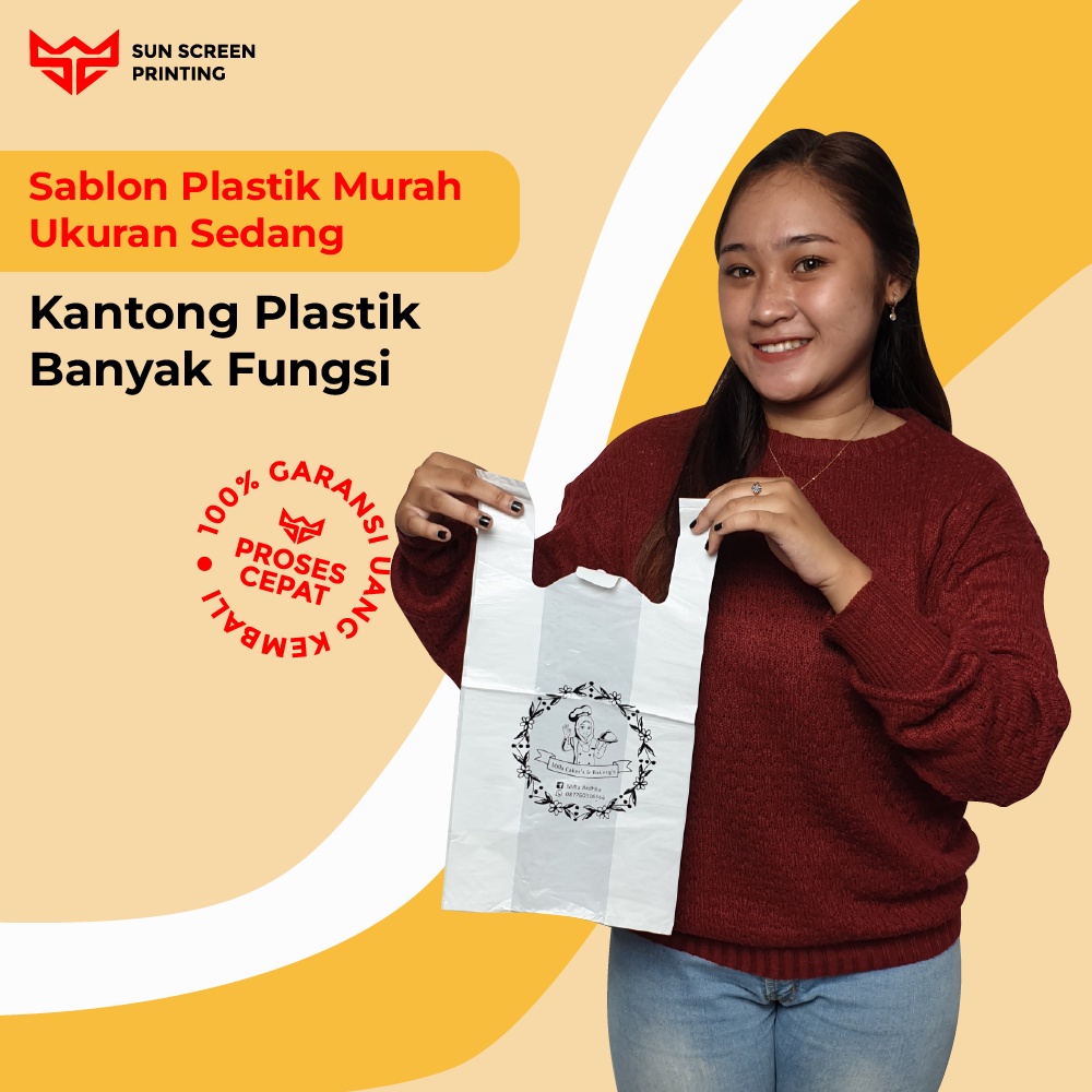 Jual Kantong Sablon Plastik Packing Olshop Kresek Ukuran Sedang