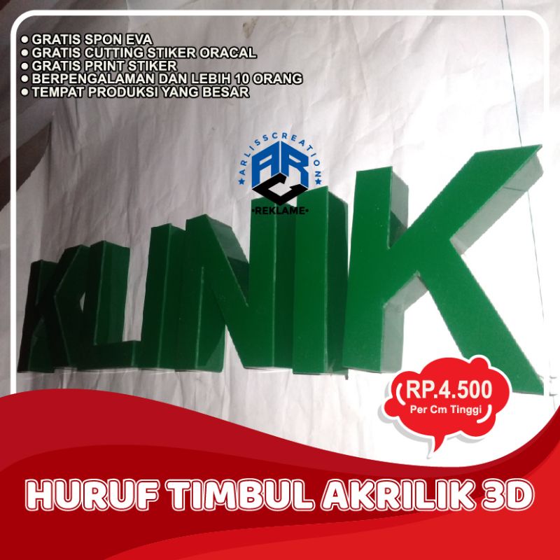 Jual Huruf Timbul Akrilik Layer Lapis Spon Acrylic Led Stainless D