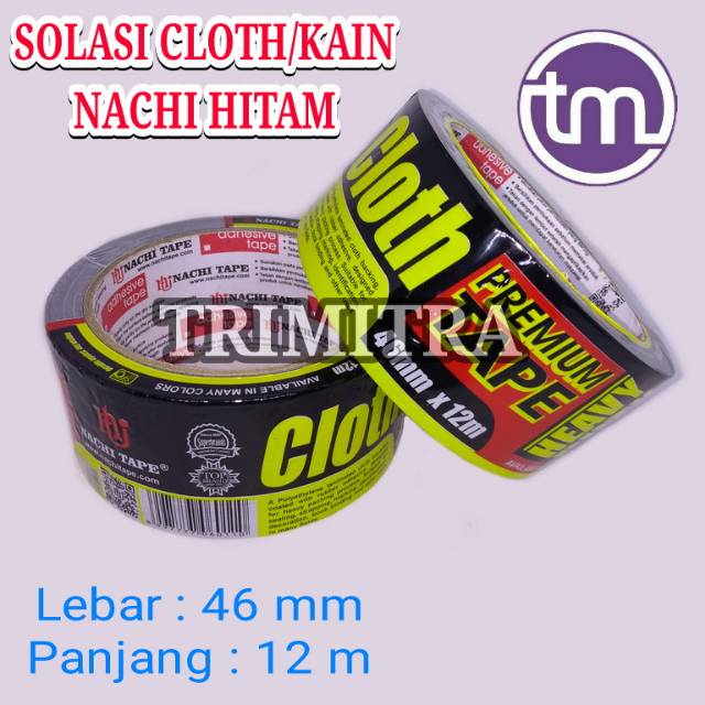 Jual NACHI CLOTH TAPE HITAM ISOLASI LAKBAN SELOTIP KAIN JILID HITAM