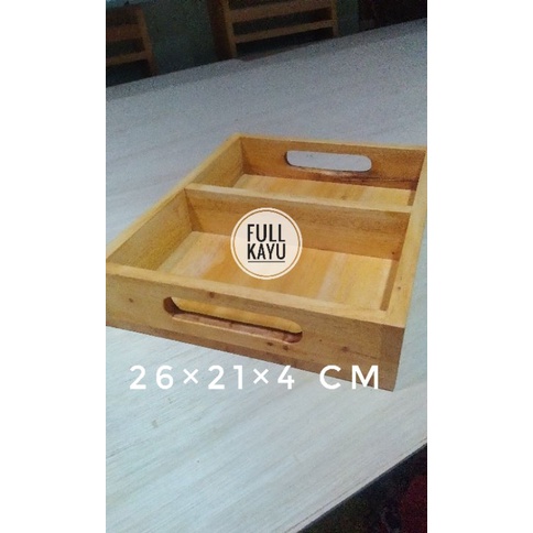 Jual Nampan Handle Kayu Mahoni 26214 Cm Full Kayu Dengan Sekat