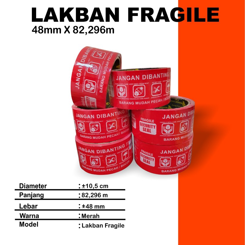 Jual Lakban Fragile Isolasi Jangan Dibanting Warna Merah Shopee Indonesia