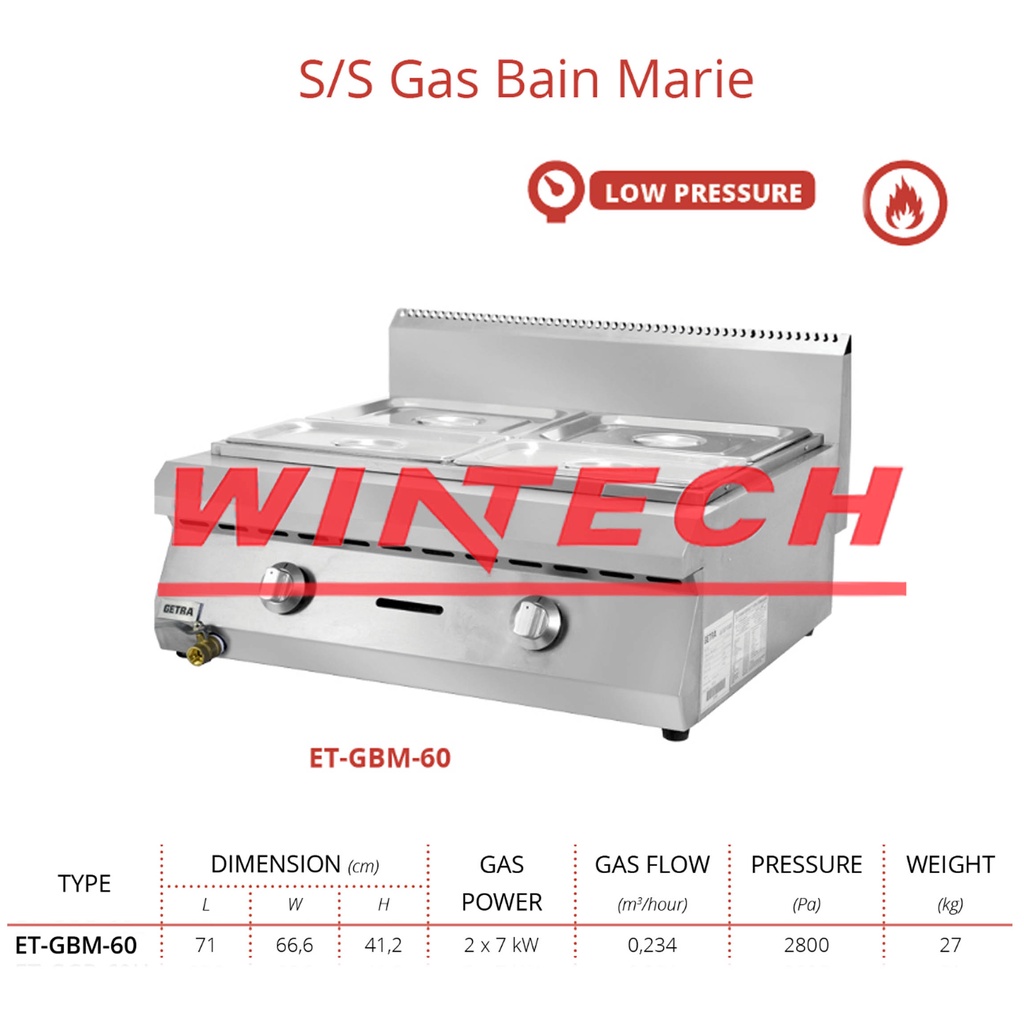 Jual GETRA ET GBM 60 GAS BAIN MARIE TABLE TOP COUNTERTOP PENGHANGAT