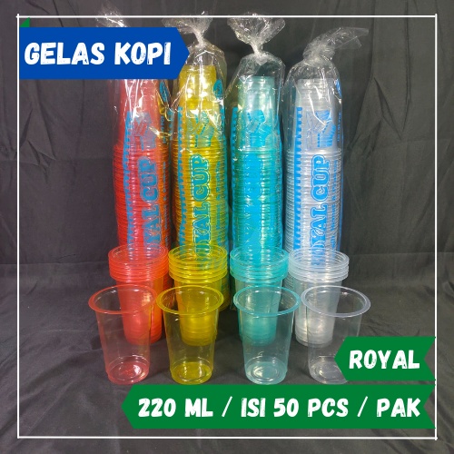 Jual Gelas Plastik Royal Bening Cup Gelas Aqua Gelas Kopi 220 ML