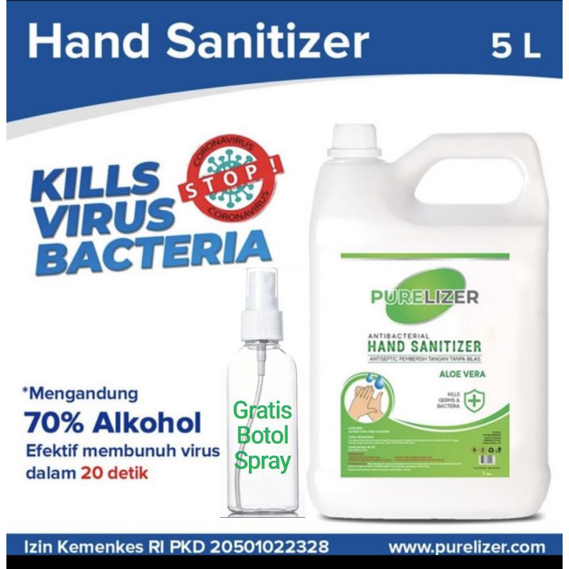 Jual Hand Sanitizer Cair Liter Purelizer Aseptic Alcohol Ijin