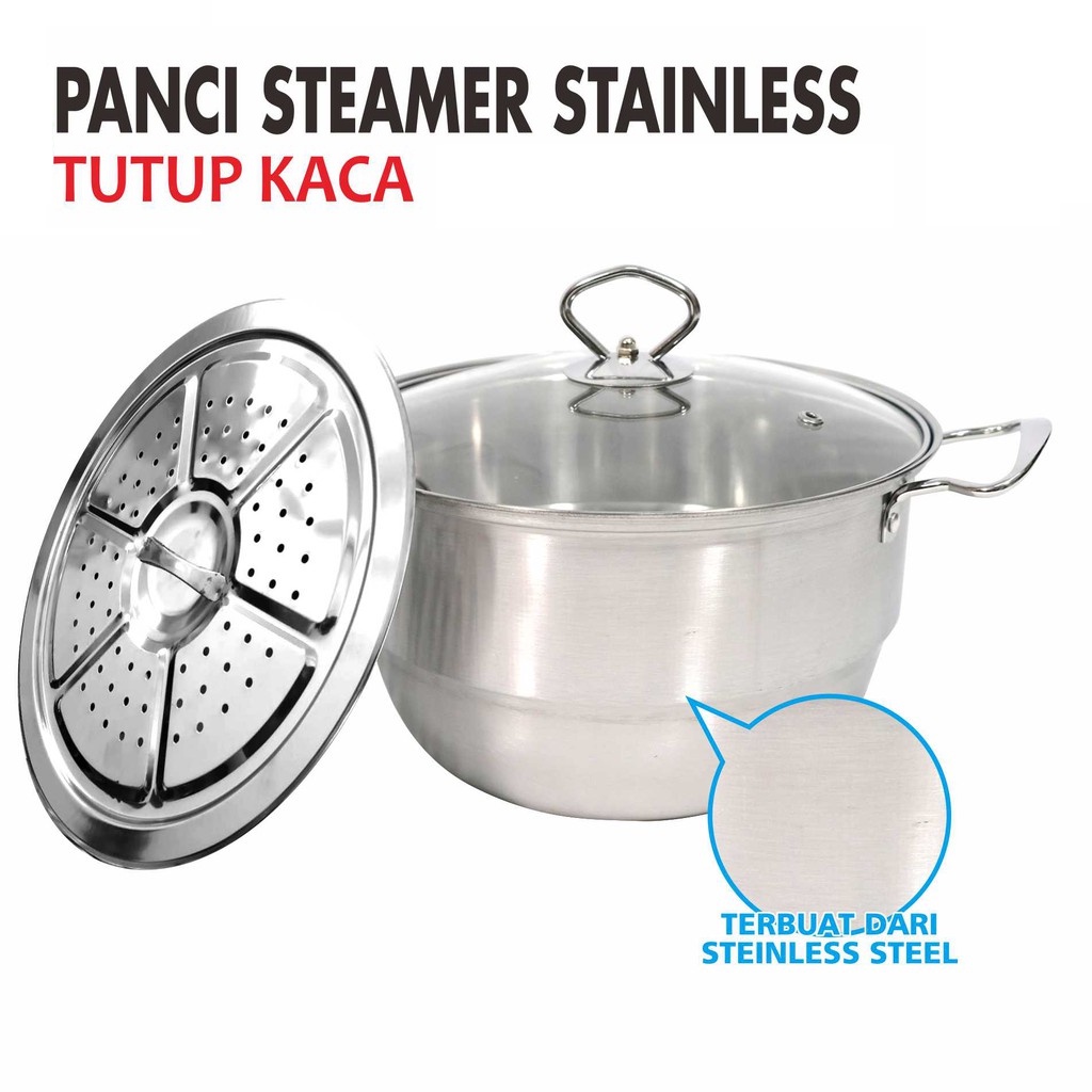 Jual CALYPSO Panci Steamer Stainless Tutup Kaca 24 Cm Shopee Indonesia