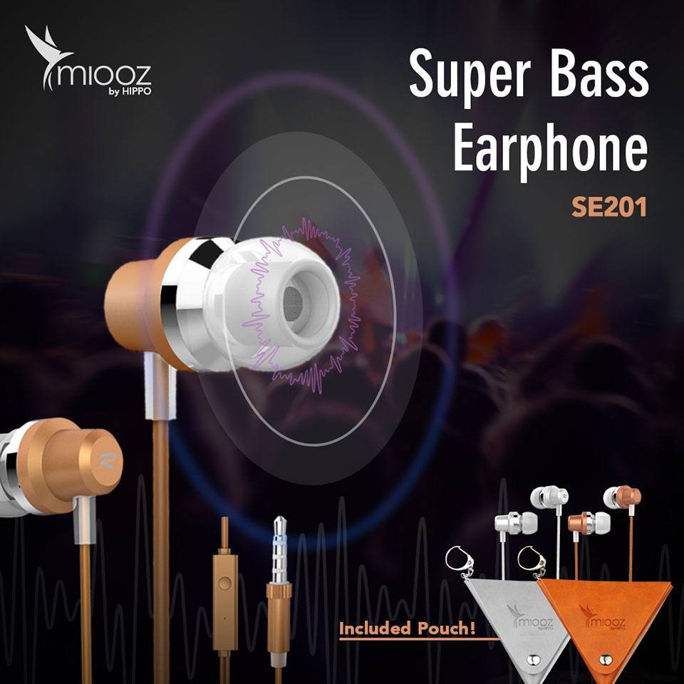 Jual Earphone Hippo Miooz SE201 Super Bass With Microphone 100