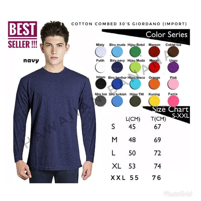 Jual Kaos Polos Lengan Panjang Cotton Combed 30s Premium S XL Shopee