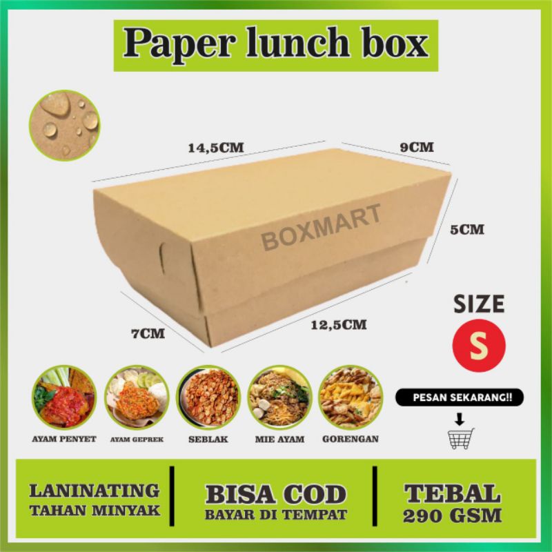 Jual Lunch Box Paper Box Makanan Kotak Nasi Ukuran S Kertas Kraft