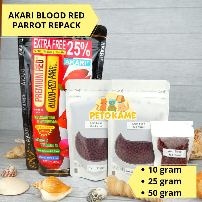 Jual Akari Blood Red Parrot Repack 10 25 50 Gram Floating 2 Mm