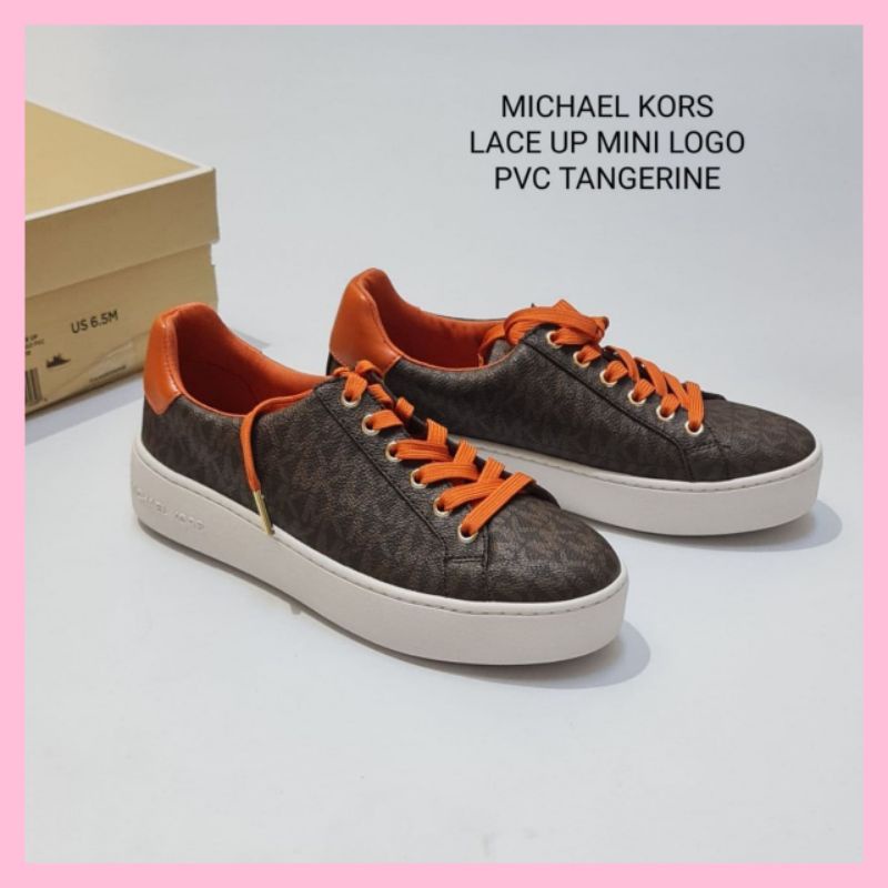 Jual Jual Sepatu Michael Kors Mk Poppy Lace Up Mini Sneakers Logo Pvc