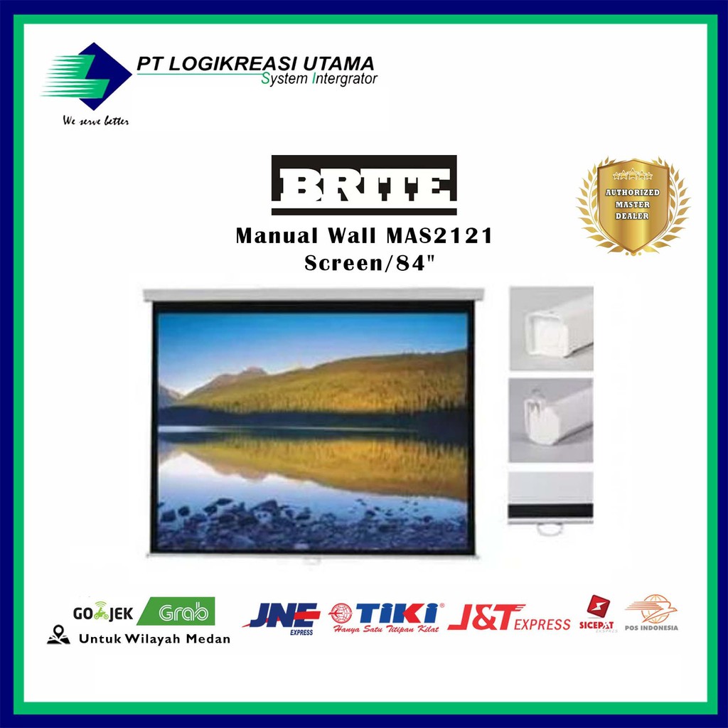 Jual Layar Projektor Brite Manual Wall Mas2121 84 Inchi Shopee