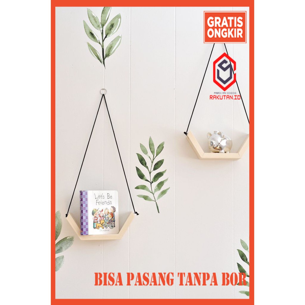 Jual Papan Terlaris Rak Gantung Pot Bunga Minimalis Rak Gantung Kayu