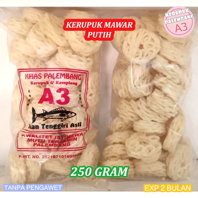 Jual KERUPUK MAWAR KEMPLANG MAWAR PUTIH KHAS PALEMBANG 250GR COD