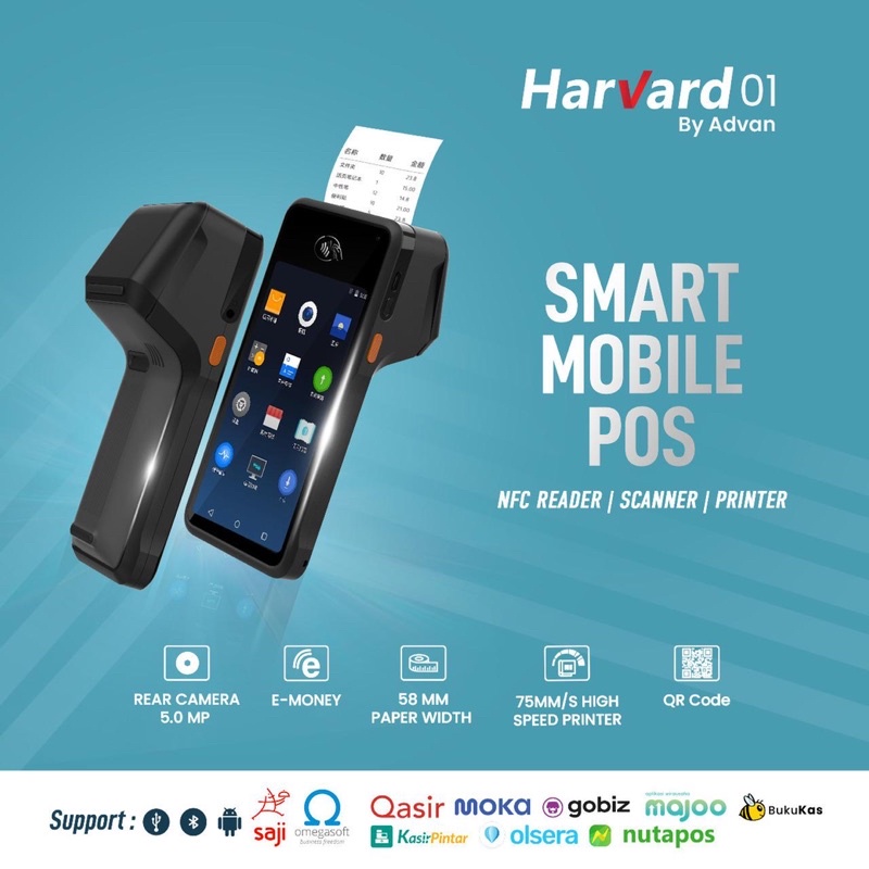 Jual Advan Harvard 01 Smart Mobile Android POS Barcode Thermal Printer