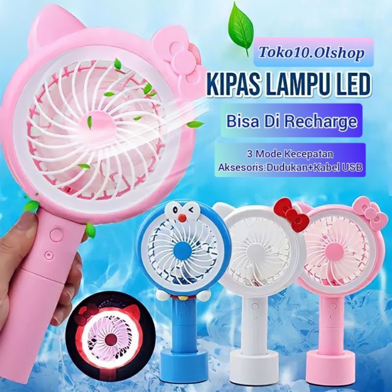 Jual Kipas Angin Tangan Stand Portable Karakter LED Standing Mini Fan