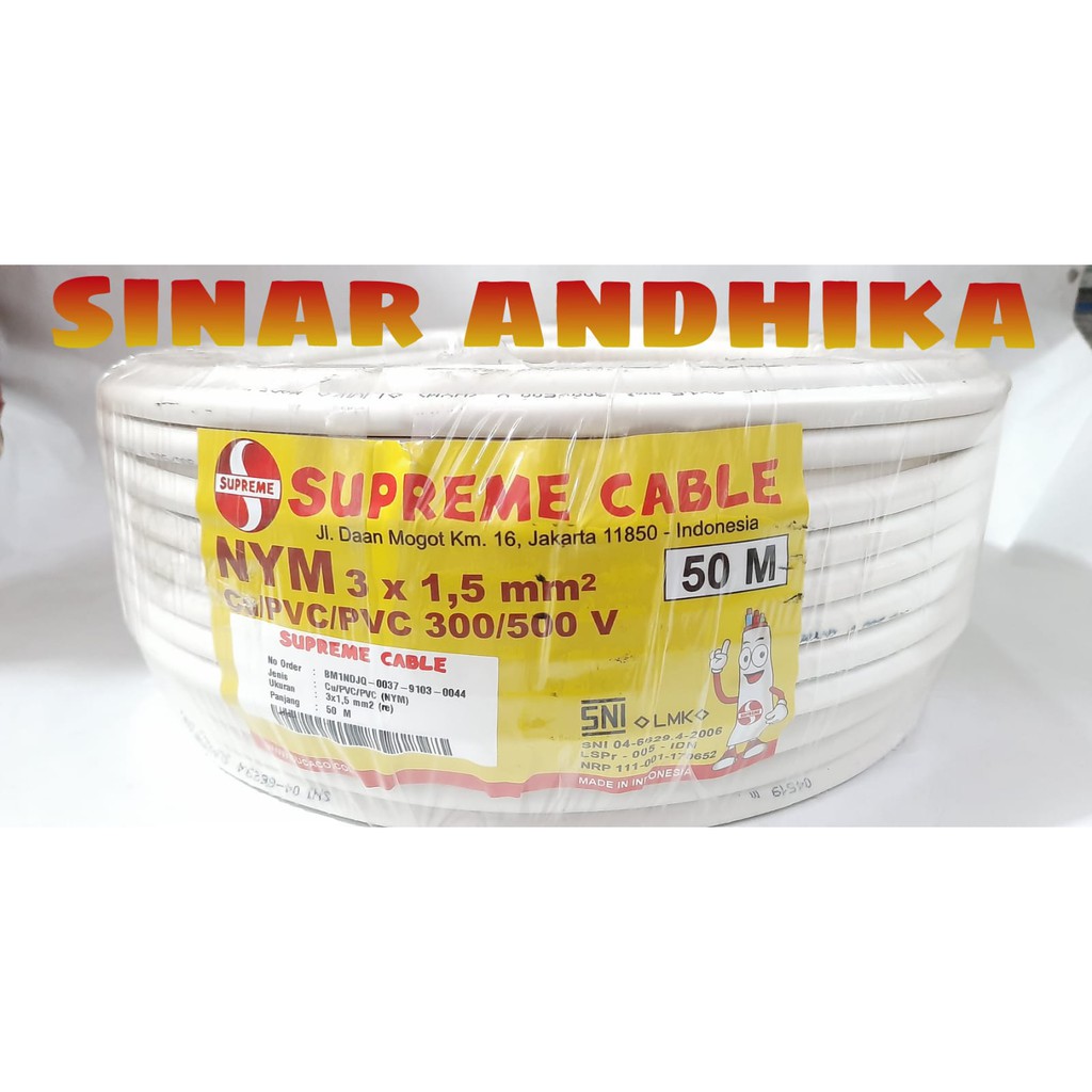 Jual KABEL SUPREME NYM 3 X 1 5 MM PER ROLL KAWAT TEMBAGA ISI 3 Shopee