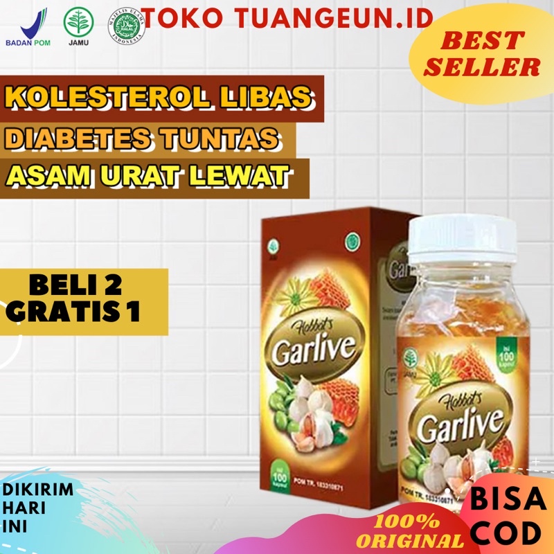 Jual 𝐎𝐑𝐈 𝟏𝟎𝟎 𝐁𝐞𝐫𝐠𝐚𝐫𝐚𝐧𝐬𝐢 Habbats Garlive Original Obat Herbal Turunkan