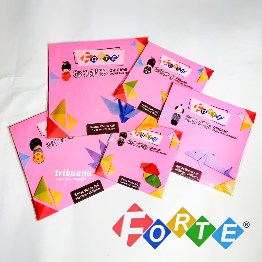 Jual Kertas Lipat Origami Forte Warna Sisi Fluorescent Lembar