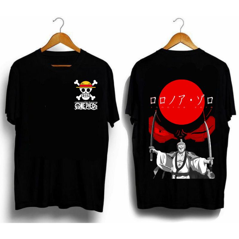 Jual KAOS ANIME ONE PIECE ZORO 2 SABLON DTF Shopee Indonesia