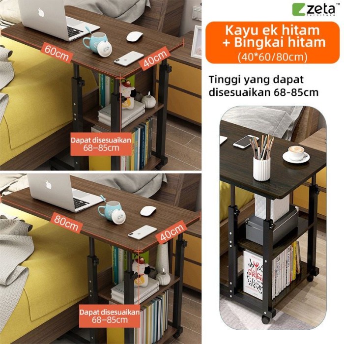 Jual Meja Laptop Roda Standing Desk Adjustable Meja Dorong Lipat