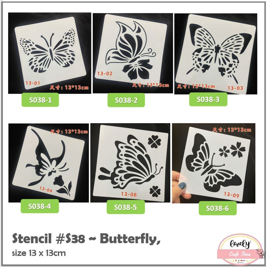 Jual S 38 Plastic Stencil Butterfly Stensil Plastik Kupu Kupu Untuk