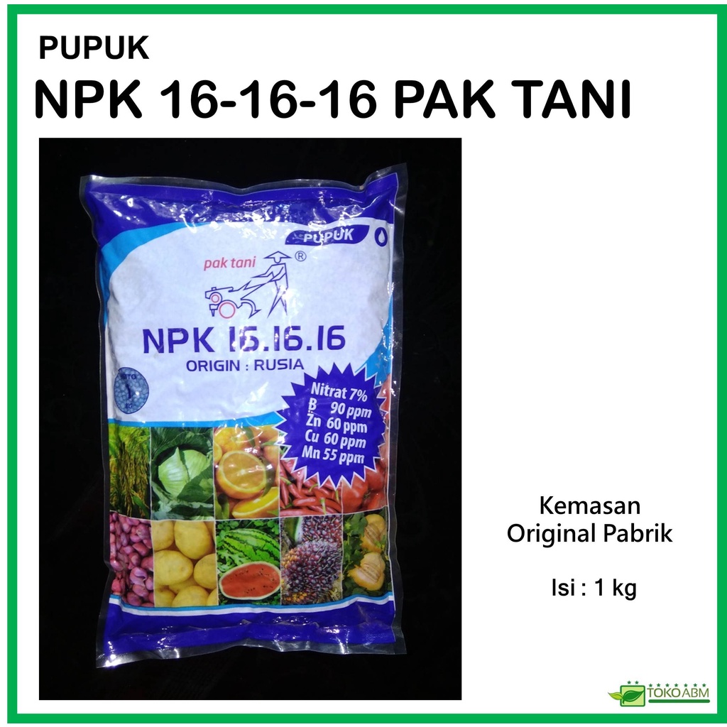 Jual Pupuk NPK 16 16 16 Pak Tani Origin Rusia Kemasan Pabrik 1 Kg