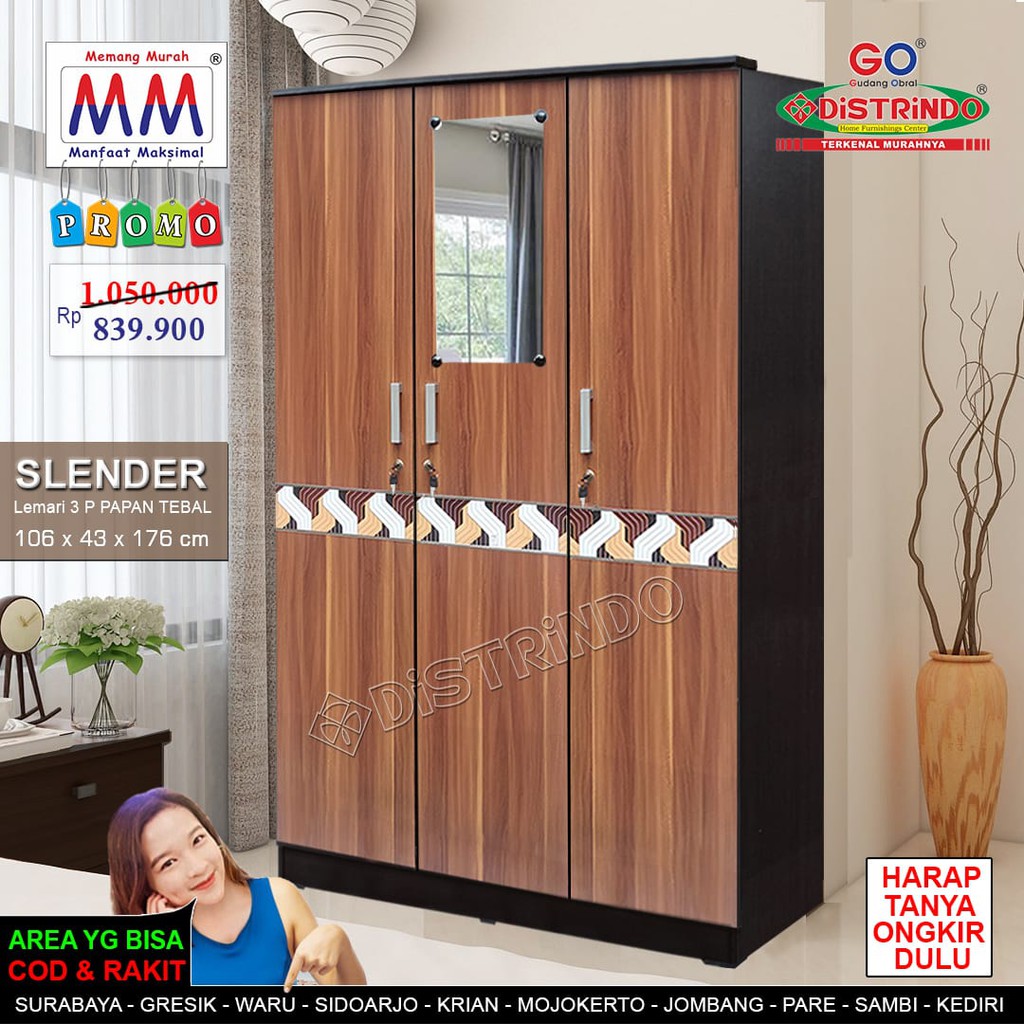 Jual Lemari Pakaian Baju Pintu Murah Full Papan Tebal Model Minimalis