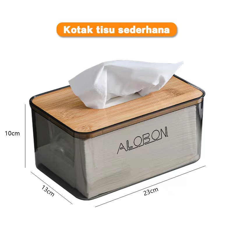 Jual ALOBON Tempat Tisu Kotak Tisu Kayu Transparan Kotak Tissue Kamar