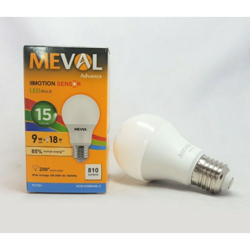 Jual Meval Led Bulb Bohlam Motion Sensor Gerak W Putih Watt Shopee