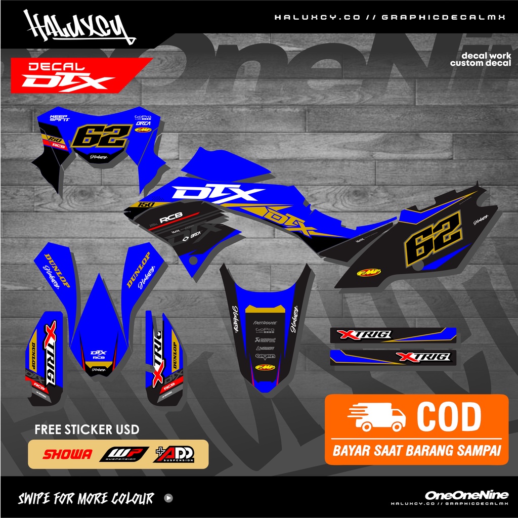 Jual DECAL CRF 150 L SUPERMOTO FULL BODY HITAM SUPER GLOSSY DOFF DESAIN