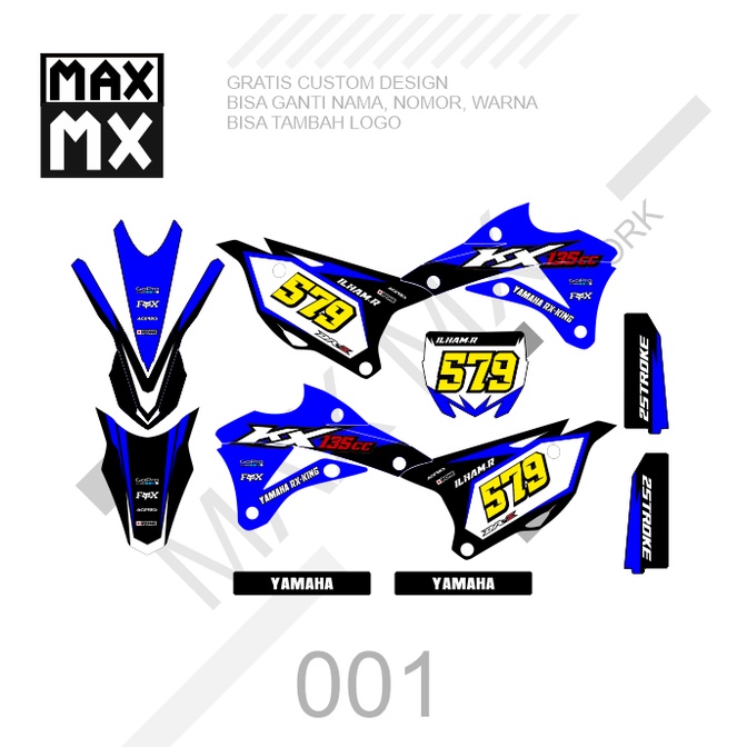 Jual Decal Stiker Motor KX 85 New Biru Hitam Sticker Striping Dekal