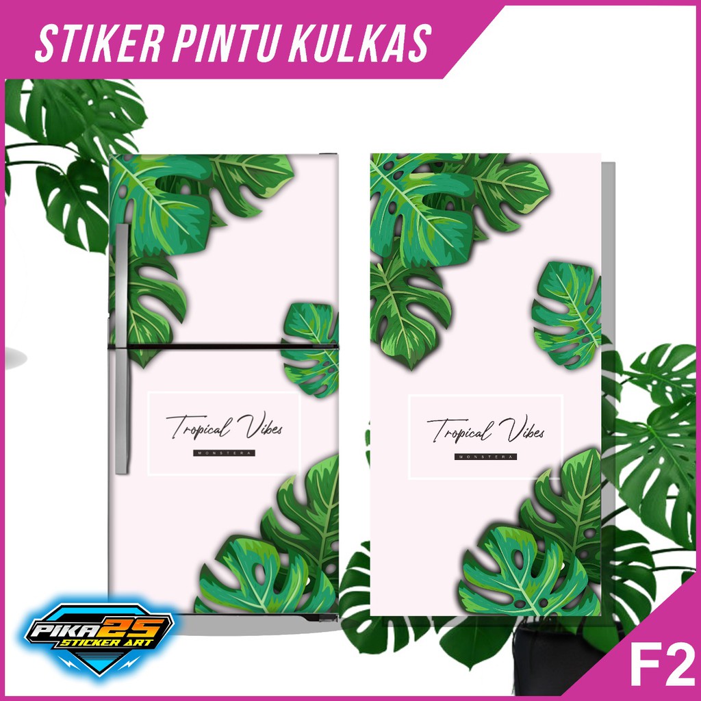 Jual STICKER KULKAS 1 2 PINTU Motif Monstera Floral Shopee