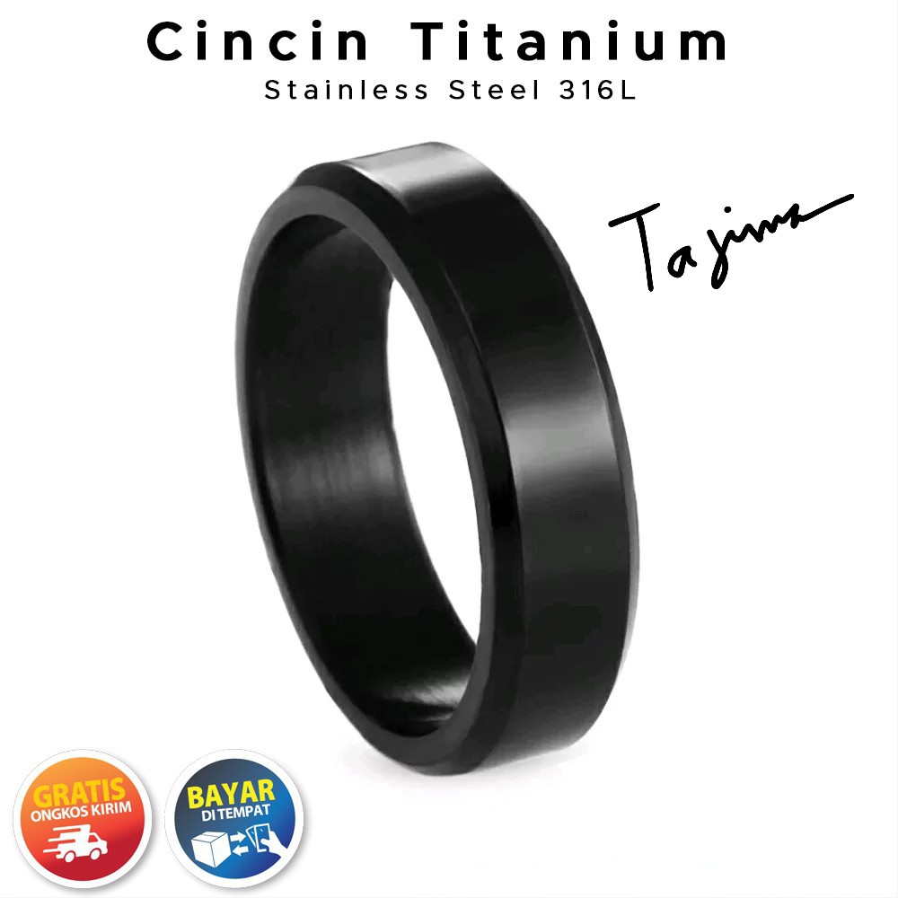 Jual Bayar Di Tempat Cincin Titanium Pria Wanita Keren Unisex Hitam