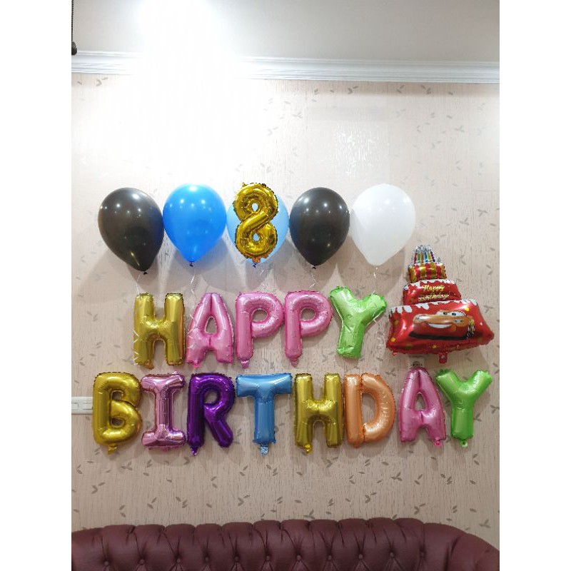 Jual Balon Huruf Set Happy Birthday Warna Warni Rainbow Balon Dekorasi