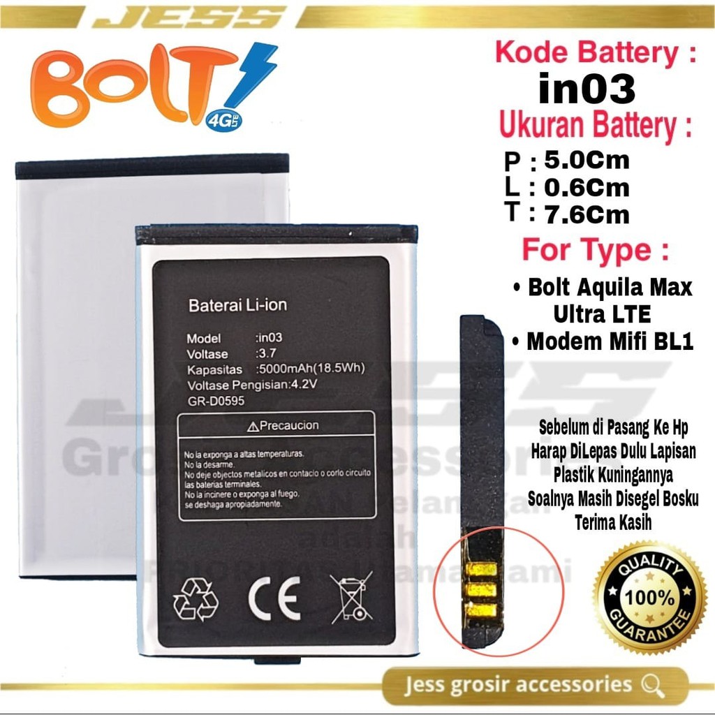 Jual Baterai Battery Batre Original Modem Mifi BOLT Wifi Bold Aquila