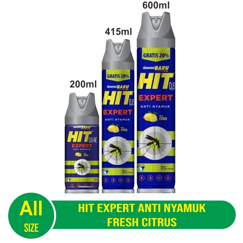 Jual HIT Expert Aerosol Anti Nyamuk Fresh Citrus 200ml 415ml 600ml