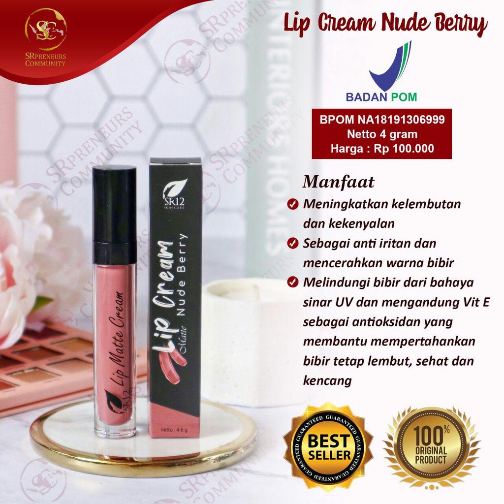 Jual Lip Matte Cream Nude Berry Sr Lipstik Vitamin Bibir Lip