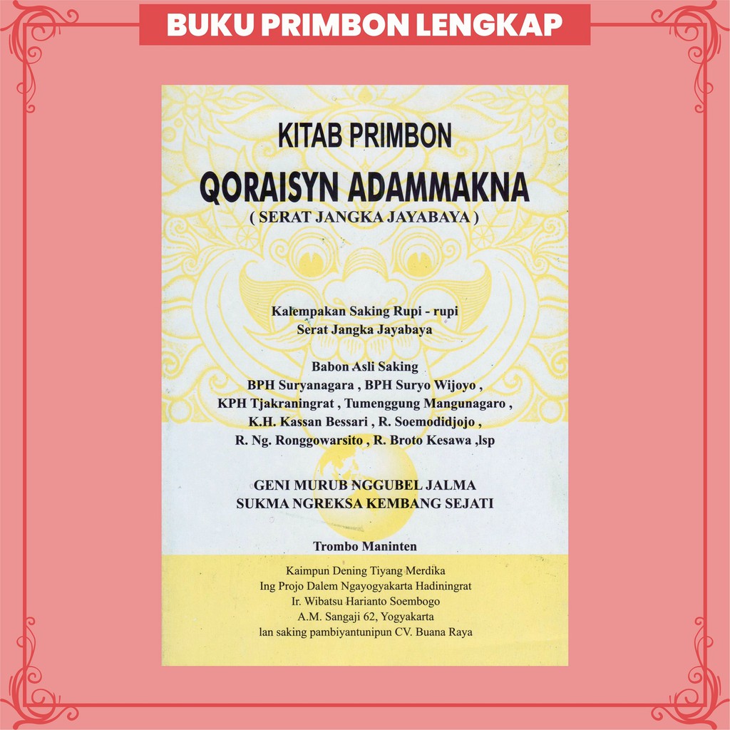 Jual Buku Primbon Jawa Lengkap Kitab Primbon Atassadur Adammakna