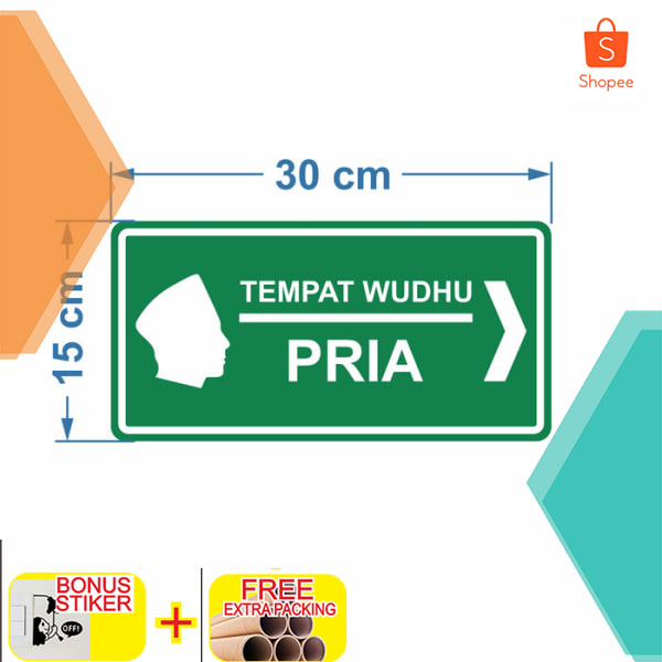 Jual Rambu Sign Plang Petunjuk Arah Tempat Wudhu 30cm X 15cm Akrilik