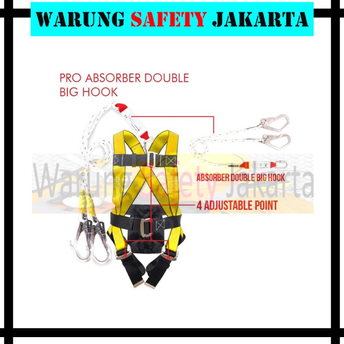 Jual Full Body Harness Pro Absorber Double Lanyard Big Hook Gosave