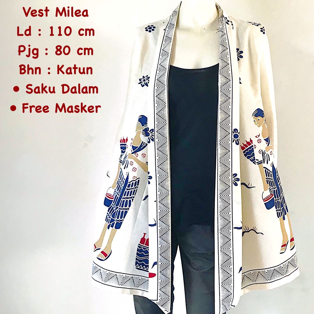 Jual Vest Milea Karakter Jamu Batik Solo Vest Tremdy Outer Shopee