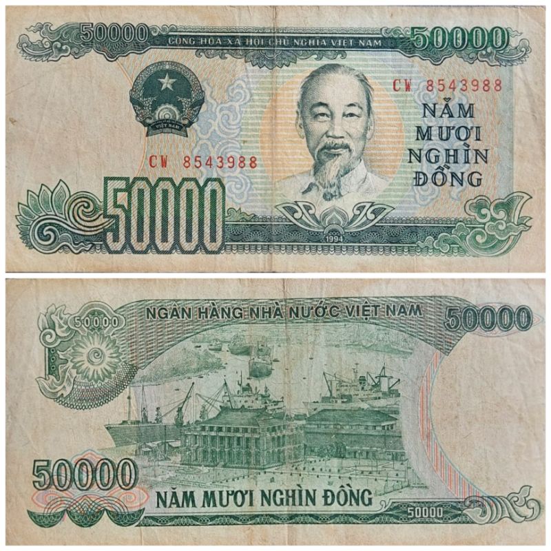 Jual Uang Asing Vietnam Nominal 50000 Dong 1994 Kondisi Kertas Renyah