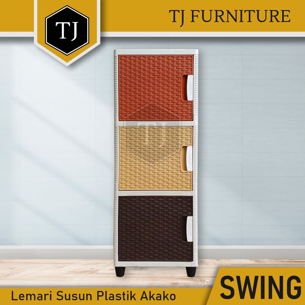 Jual Akako Swing Lemari Susun Plastik Motif Rotan Kabinet Plastik